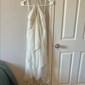 Maxazriacollection Elegant White Halter Dress